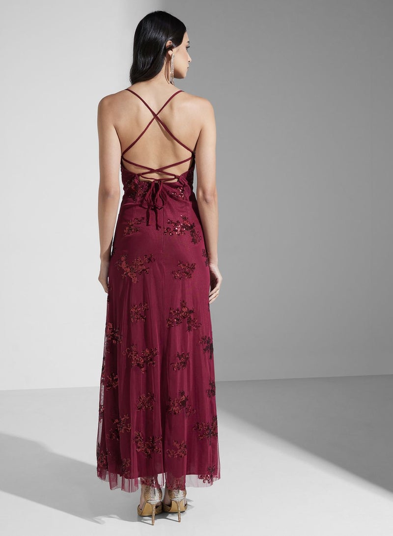 ELLA Floral Sequin Dress - Image 2