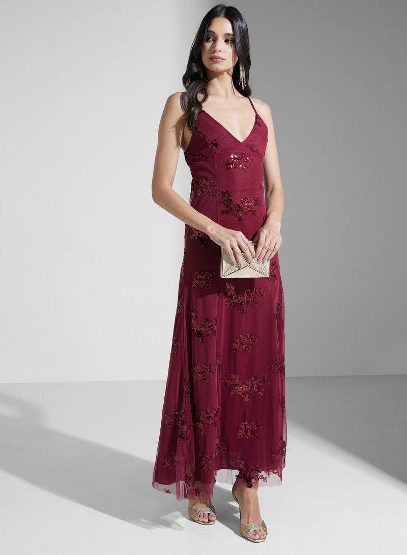 ELLA Floral Sequin Dress - Image 1