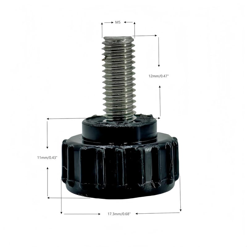 heyday M5x12mm 304 Stainless Steel Threaded Knurled Thumbscrew Screw on Knobs Grips Black Round Clamping Screw, Black(20 Pcs) - Image 2