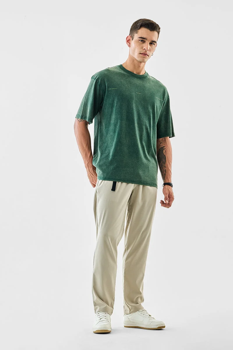 سنيتش Beige Textured Relaxed Casual Trousers