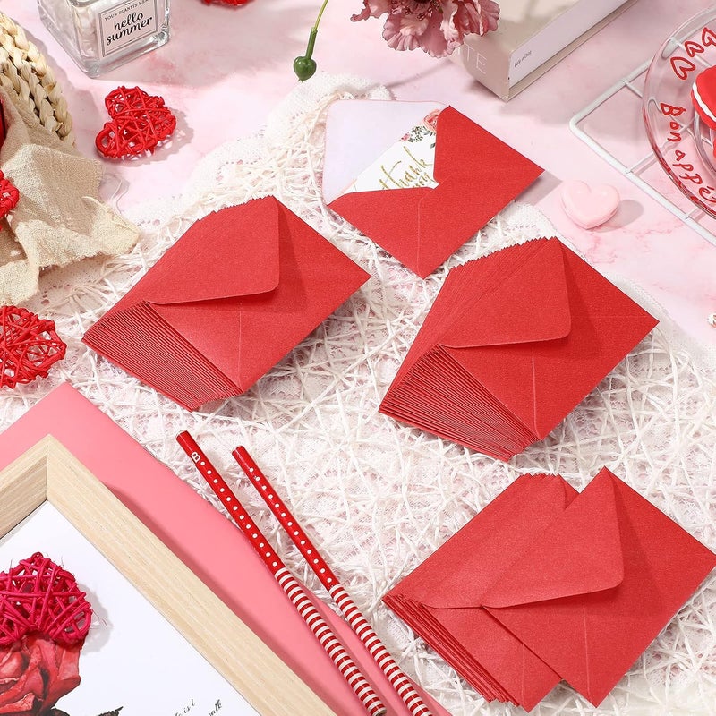 Yahenda 200 Count Red Mini Gift Card Envelopes Bulk Wedding Pocket Small Business Paper Envelopes Gift Card Sleeves Greeting Tiny Pocket 4 x 2.7 Inch for Mother's Day Graduation Engagement Birthdays - Image 5
