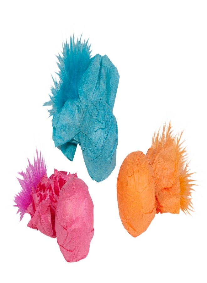 Boss Pet Chomper Kylie's Brites 3-Piece Paper Ball Rattlers Toy with Feather for Pets - Image 1