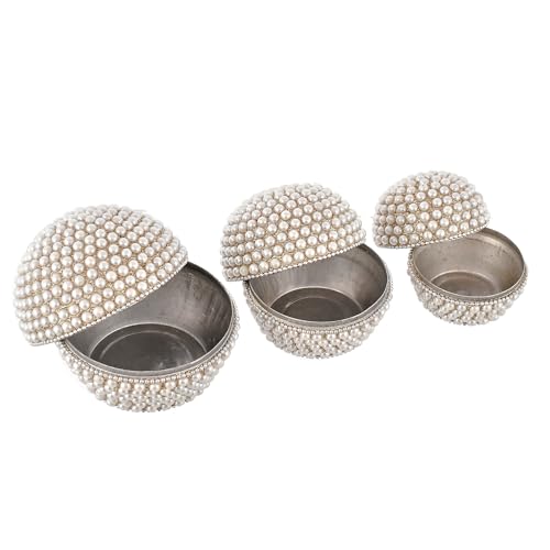 Craftam Aluminium Roud Shape Decorative Earring Box for Storage Jewellery Women Accessory Kumkum Box/Sindur Box/Sindoor Dani/Sindoor Dabbi - Set of 3 - Image 3