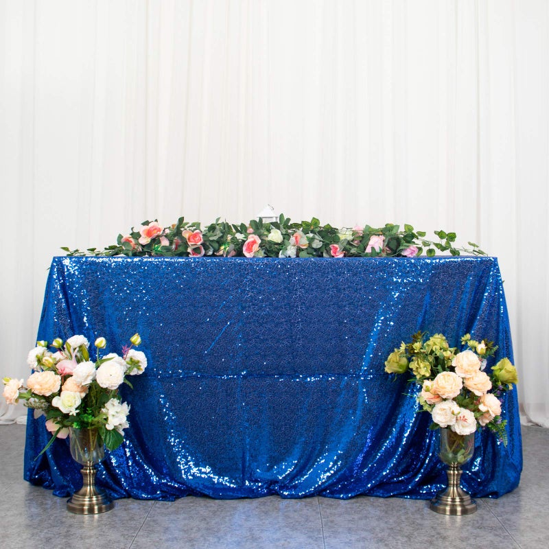 ShiDianYi 50x72 Royal Blue Sequin Tablecloth Wedding Table Cloth Sparkle Sequin Linens Glitz Party Table Cloth Sequin Cake Tablecloth