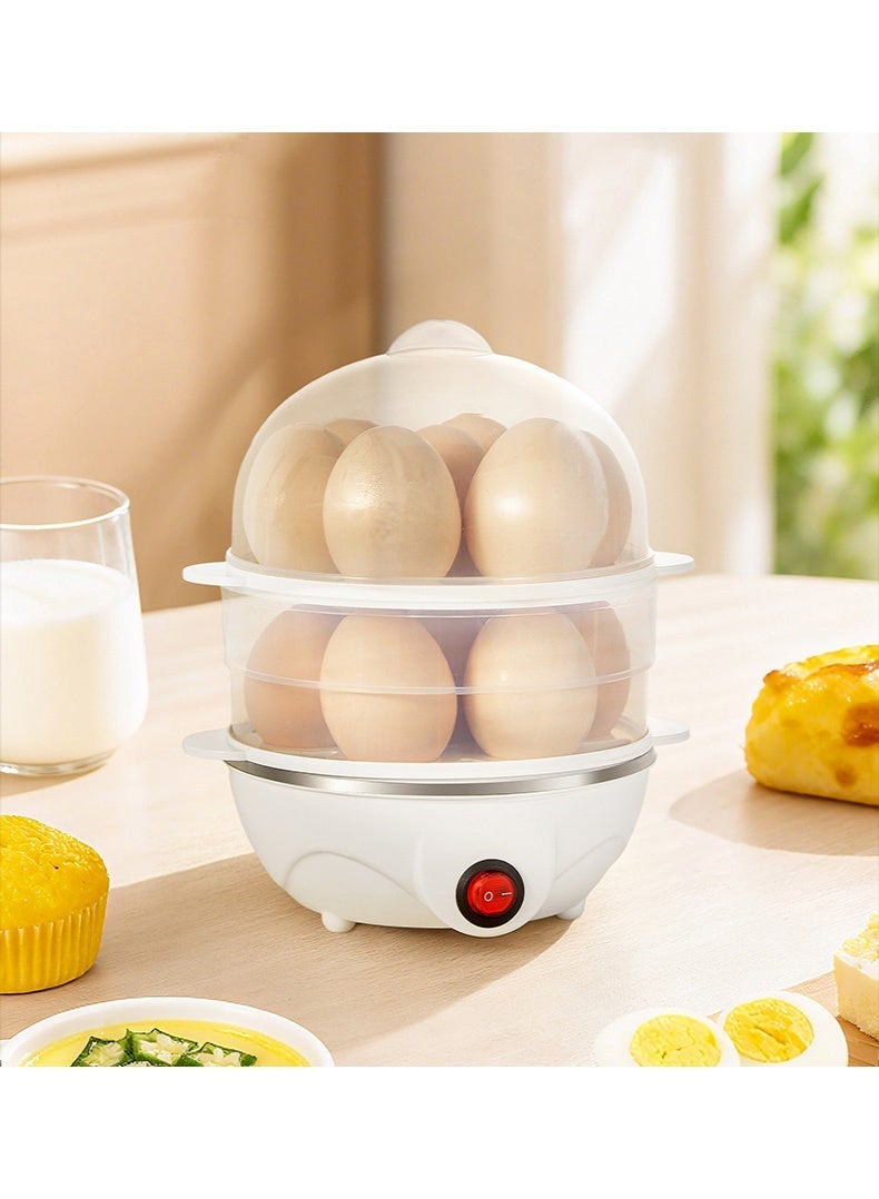 Electric Egg Cooker 7 Eggs Double Layer Steamer | 350W Multi-Function Food Steamer | Fast Heating Egg Boiler with Auto Shut-Off | Compact Dual Layer Kitchen Appliance for Eggs, Vegetables, Corn & Dumplings - Image 2