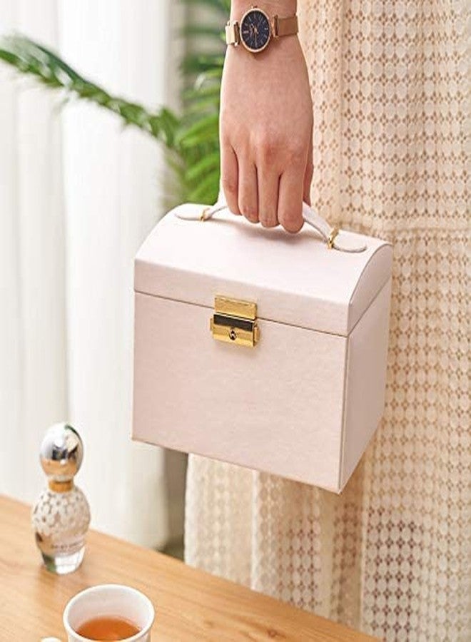 Crobat صندوق تنظيم مجوهرات كروبات للنساء والفتيات، صندوق مجوهرات من الجلد الصناعي مع قفل، حامل محمول بثلاث طبقات للقلائد والأساور والخواتم والأقراط، لون الزمرد (متعدد الألوان) - Image 2