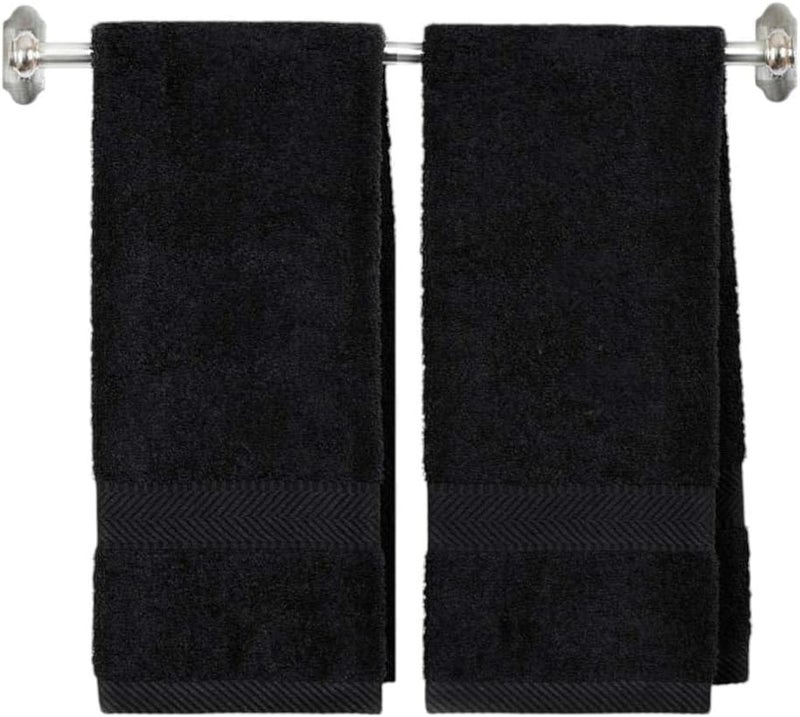 byLora Personalized Embroidered 2-Piece Terry Cotton Hand Towel Set – Custom Monogram Bathroom Towels, Ultra-Soft & Absorbent, Ideal for Housewarming, Wedding & Spa Gifts - Black - Image 1