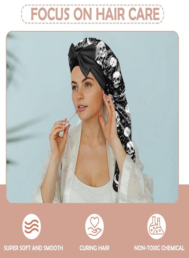 BHAHB Silk Long Satin Hair Braid Bonnet for Sleeping Adjustable Double Layer Elastic Reusable Long Hair Caps Cute Aesthetic for Women Girls-Star - Image 4