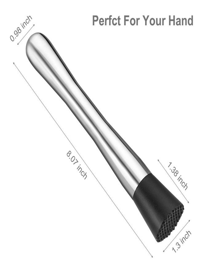 Generic Brands Premium Cocktail Muddler, 8Inch Professional Stainless Steel Bartender Tool, Drink Muddler with E-Recipes, Home Bar tool Muddler Bar Tool for Making Delicious Cocktails, Drinks - Image 2