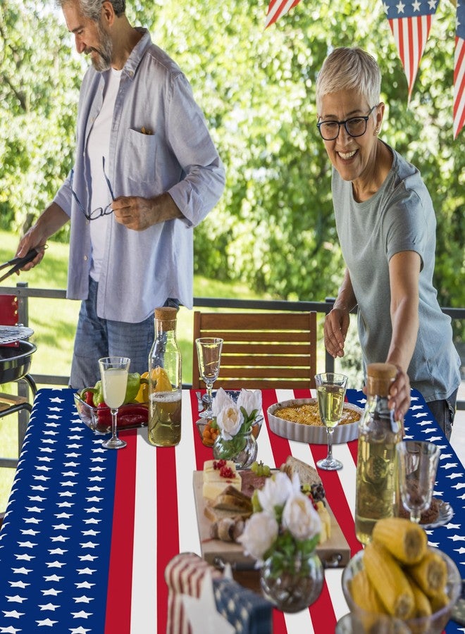QZYL 3 Pack 4th of July Tablecloths, 54" x 108" Patriotic Plastic Tablecloth, Rectangle Fourth of July Table Cloth Red White Blue Tablecover, Patriotic Party Supplies Independence Day Decorations - Image 4