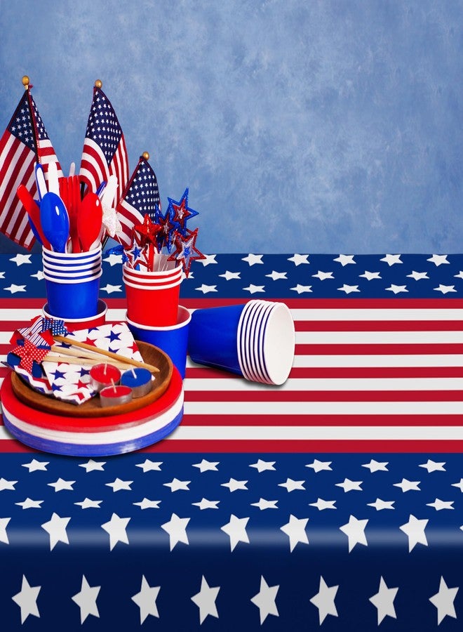 QZYL 3 Pack 4th of July Tablecloths, 54" x 108" Patriotic Plastic Tablecloth, Rectangle Fourth of July Table Cloth Red White Blue Tablecover, Patriotic Party Supplies Independence Day Decorations - Image 5