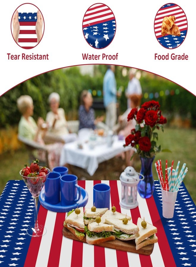QZYL 3 Pack 4th of July Tablecloths, 54" x 108" Patriotic Plastic Tablecloth, Rectangle Fourth of July Table Cloth Red White Blue Tablecover, Patriotic Party Supplies Independence Day Decorations - Image 3