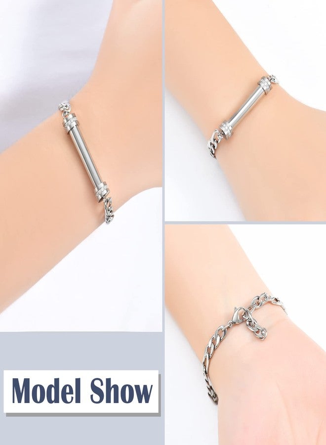 Minicremation Cylinder Cremation Bracelet for Ashes Urn Jewelry Stainless Steel Memorial Bracelet Keepsake Urn Bangle Ashes Holder (Silver) - Image 4