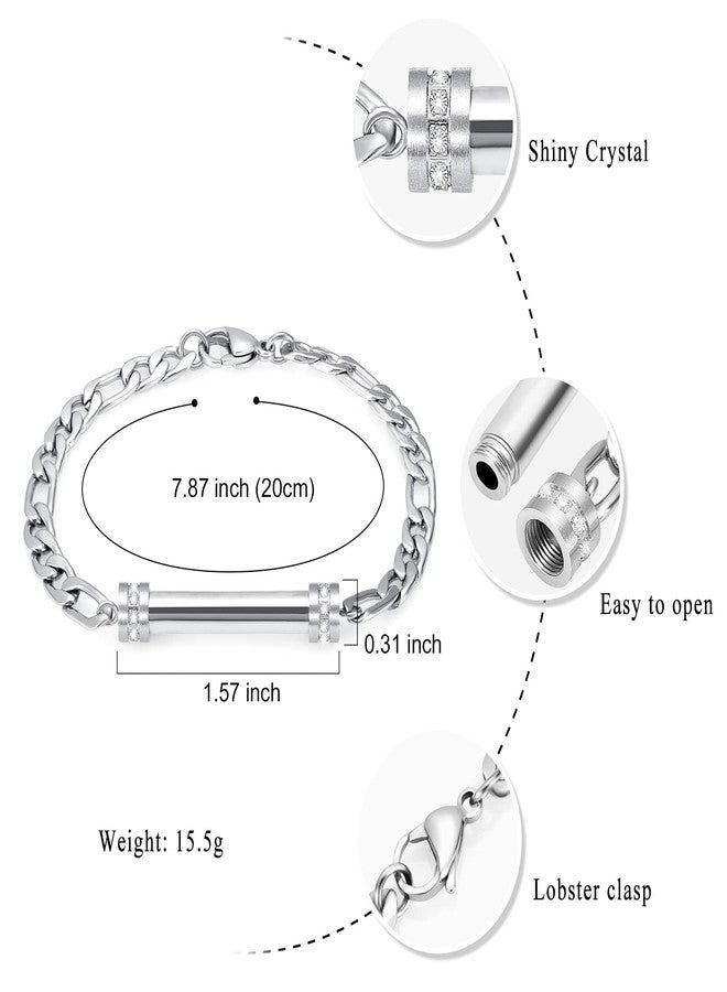 Minicremation Cylinder Cremation Bracelet for Ashes Urn Jewelry Stainless Steel Memorial Bracelet Keepsake Urn Bangle Ashes Holder (Silver) - Image 2