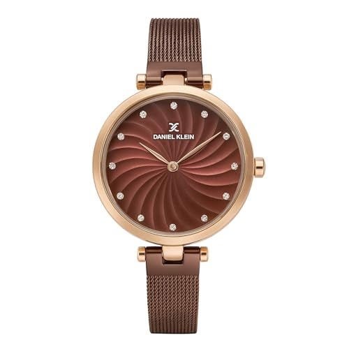 Daniel Klein Analog Purple Round Dial Rose Gold Case Purple Mesh Strap Stone-Studded Water-Resistant Wrist Watch for Women Girls, Ladies DK11904-6 - Image 1