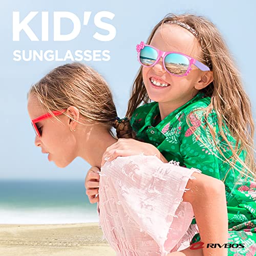 RIVBOS Kids (Age 3-8) Sunglasses for Girls Boys with Strap Polarized UV Protection Flexible Rubber Shades RBK002-1 Pink - Image 2