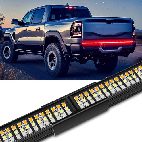 DREAMIZER 60 Inch Aluminum Frame Triple Row 1200 LED Tailgate Light Bar with Running Brake Lights Reverse Sequential Turn Signals for Truck - Image 1