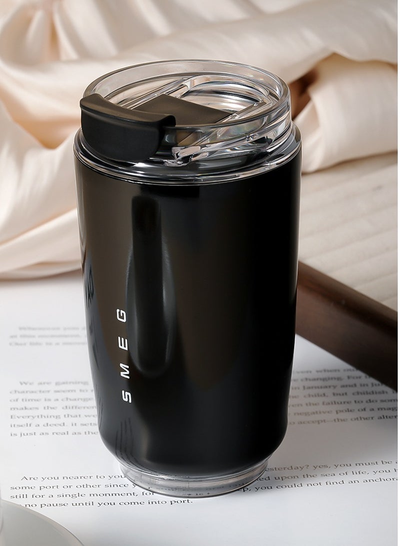 سميج 320ML Beverage Cup Travel Portable Car Drinking Cup Stainless Steel Vacuum Leak proof 320ML Coffee Thermos（Black） - Image 2