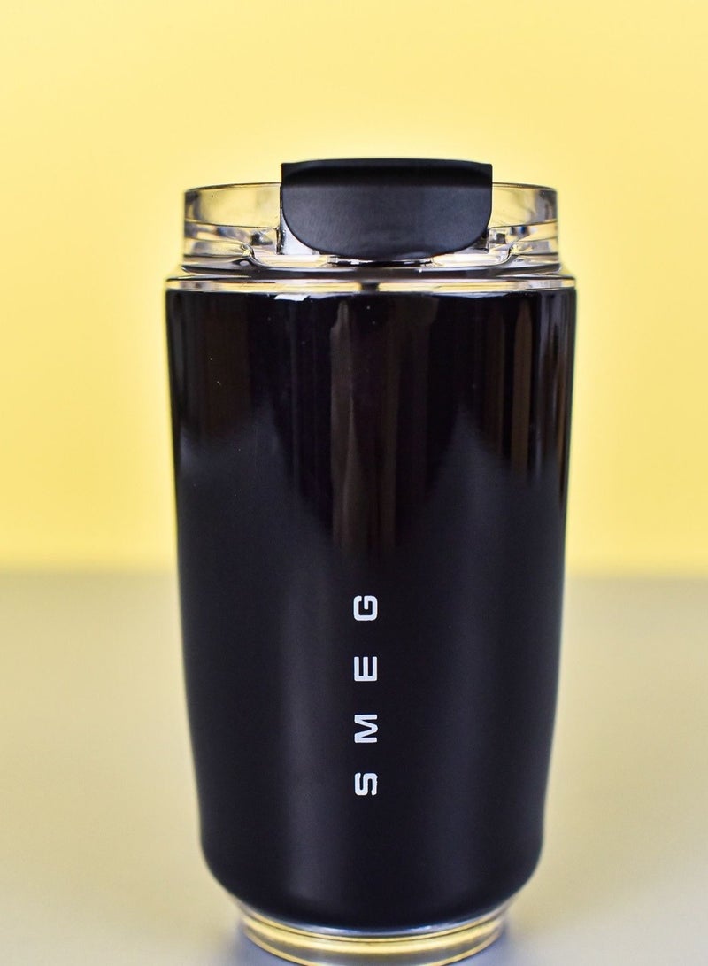 سميج 320ML Beverage Cup Travel Portable Car Drinking Cup Stainless Steel Vacuum Leak proof 320ML Coffee Thermos（Black） - Image 1