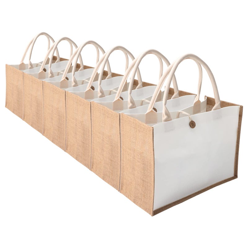 MEIANJU Jute Tote Bag MEIANJUN Bridesmaid Tote Bags retro tote Bag country chic Arts and Crafts DIY Bag 14510765pcs6Jute Bags with Handle Resuabale Grocery Bag for TravelDIYShoppingBeachWedding 