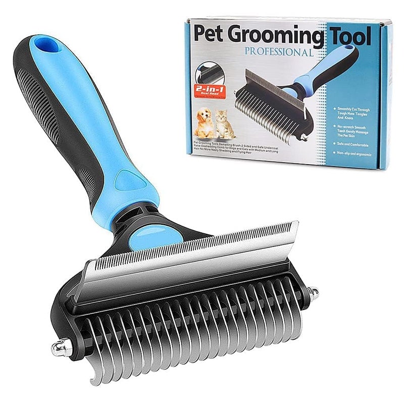 SIXFIRE 2 in 1 Dog Brush Dogs Comb Deshedding Tool & Dematting Undercoat Rake for Mats & Tangles Removing, Dog Grooming Kit Deshedding Comb for Dogs, Great for Short to Long Hair Small Large Breed - Image 1
