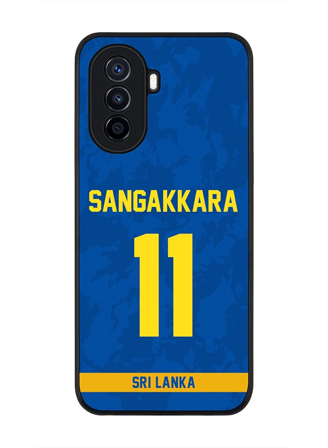 Stylizedd Rugged Black Edge Case for Huawei Nova Y70 , Slim fit Soft Case Flexible Rubber Edges Thin Cover - Player Name - Kumar Sangakkara, Jersey Number- 11 - Image 1