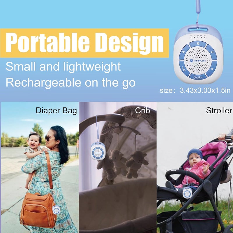 Amplim Baby Soother  Patented Heartbeat Recorder  19 Calming Sounds  Portable Sleep Aid for Newborns  Preemies  USBC Rechargeable White Noise Machine for Crib Car Seat Travel Gift  Registry - Image 4