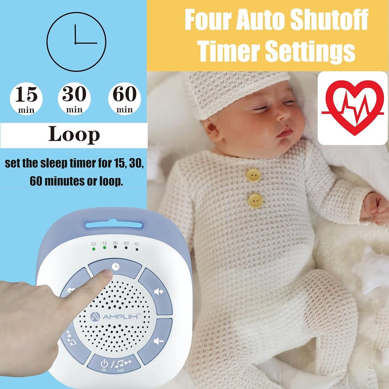 Amplim Baby Soother  Patented Heartbeat Recorder  19 Calming Sounds  Portable Sleep Aid for Newborns  Preemies  USBC Rechargeable White Noise Machine for Crib Car Seat Travel Gift  Registry - Image 5