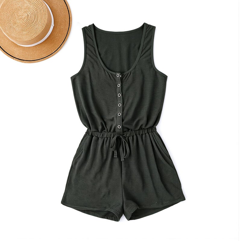 Womens Easy On Off Romper Quick Wear Sleeveless Short Jumpsuit No Fuss Ladies - Image 4