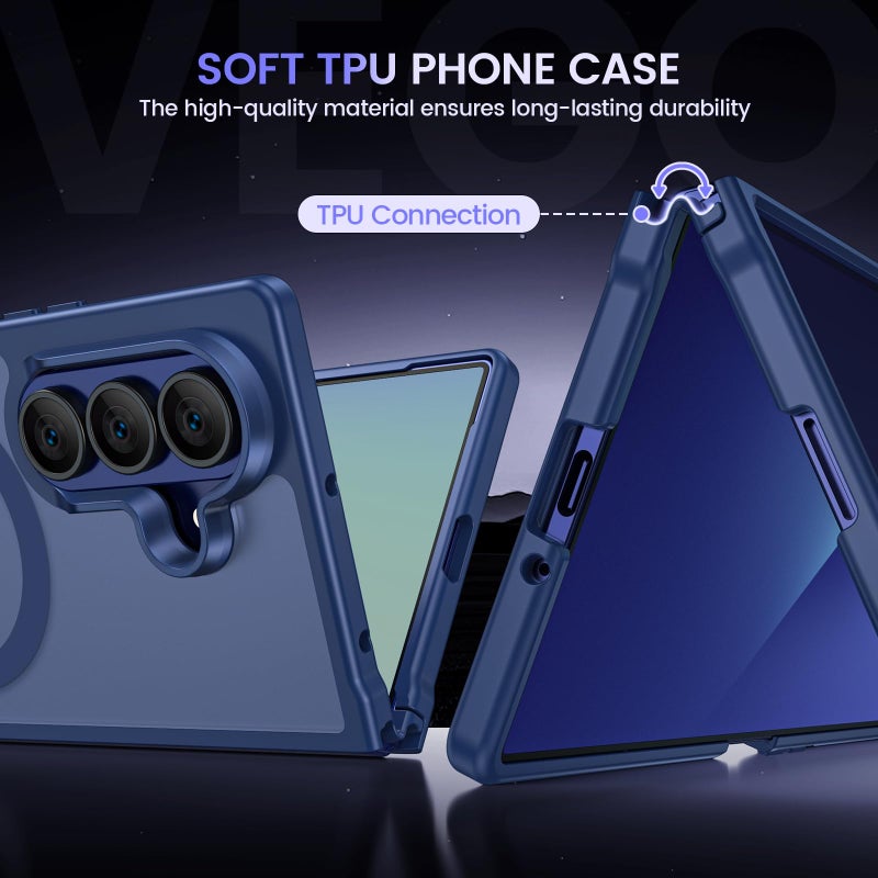 VEGO for Z-Fold-7-Case: Galaxy Fold 7 Case with Screen Protecor [Compatible with MagSafe] Full-Body Protection Magnetic Rugged Privacy Cover Shockproof Protective Phone Case for Samsung Z Fold 7 -Blue - Image 5