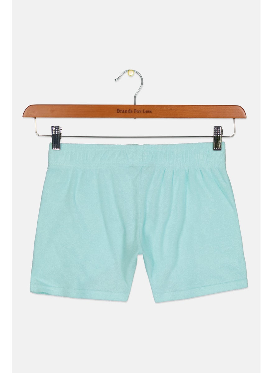 Juicy Couture Kids Girl Plain Basic Shorts, Turquoise  - Image 2