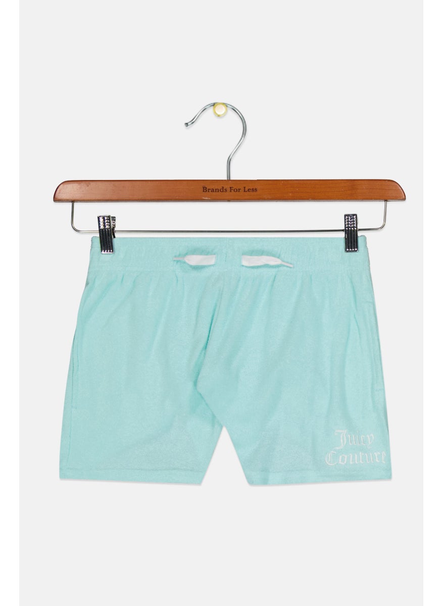 Juicy Couture Kids Girl Plain Basic Shorts, Turquoise  - Image 1