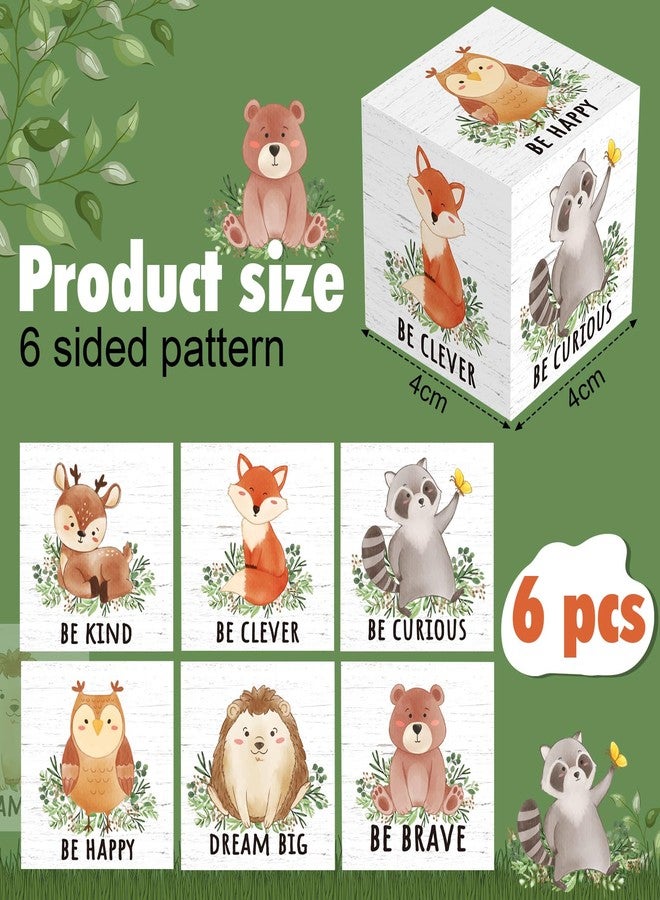 Vertintong 6 Pcs 1.6 Inch Inspirational Woodland Nursery Decor Animals Wall Decor Stuff Wooden Forest Animals Bear Raccoon Lion Fox Block Safari Creature Table Decoration(White) - Image 2