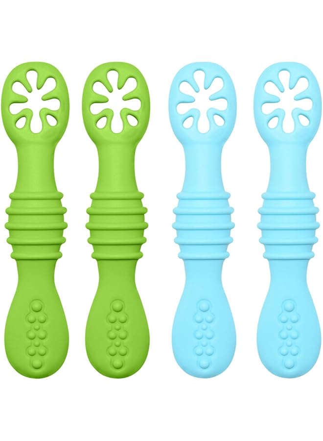 YARDHOBI Baby Led Weaning Spoons Silicone Baby Spoons Self Feeding Utensils Toddler Infant Feeding Spoon First Stage Silicone Chew Spoon Set For Babies And Toddlers Bpa Free 6+ Months (4 Pack) - Image 1