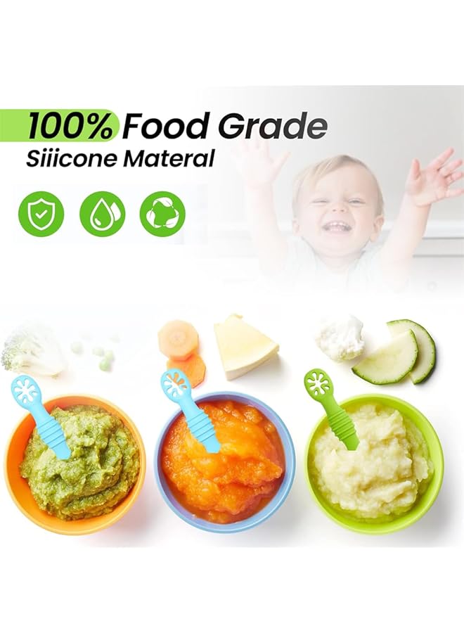 YARDHOBI Baby Led Weaning Spoons Silicone Baby Spoons Self Feeding Utensils Toddler Infant Feeding Spoon First Stage Silicone Chew Spoon Set For Babies And Toddlers Bpa Free 6+ Months (4 Pack) - Image 4