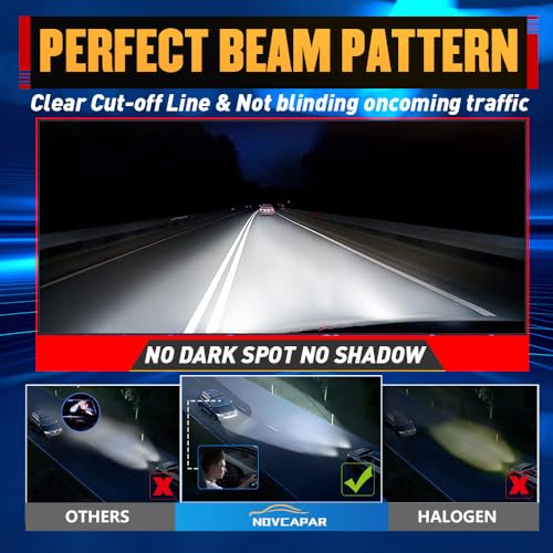 NOVCAPAR H7 LED Blubs 30000LM Super Bright, High and Low Beam, 6500K Cool White, 150W with Cooling Fan, No Adapter Required, 1:1 Mini Size, Plug and Play, H7 led Fog Light Bulbs, Pack of 2 - Image 4