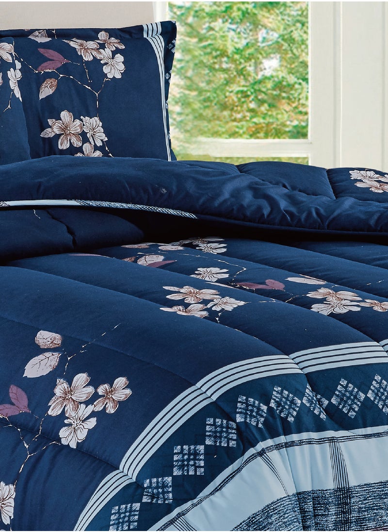 Moon - Bed In A Bag Medium Filling King Size Comforter Set, 10 Pcs Floral Bedding Set Size 220 X 240 Cm with Comforter, Quilted Bed Skirt, Pillowcases, Cushion & Bedroom Slipper, Multicolor - Image 1