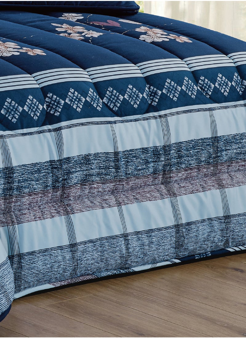 Moon - Bed In A Bag Medium Filling King Size Comforter Set, 10 Pcs Floral Bedding Set Size 220 X 240 Cm with Comforter, Quilted Bed Skirt, Pillowcases, Cushion & Bedroom Slipper, Multicolor - Image 1