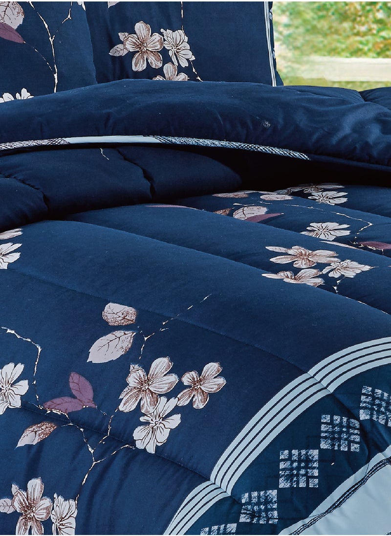 Moon - Bed In A Bag Medium Filling King Size Comforter Set, 10 Pcs Floral Bedding Set Size 220 X 240 Cm with Comforter, Quilted Bed Skirt, Pillowcases, Cushion & Bedroom Slipper, Multicolor - Image 1