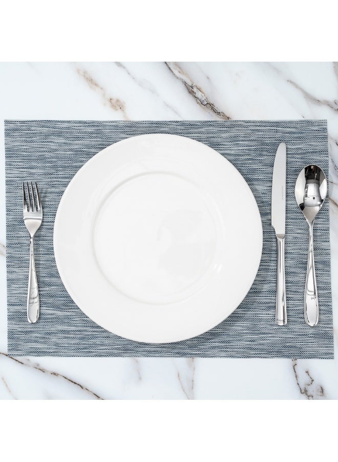Restaurantware Sovereign 16 X 12 Inch Woven Placemats, Set Of 6 Rectangle Table Placemats - Stain-Resistant, Easy To Clean, Gray Vinyl Placemats For Dining Table, For Homes or Restaurants - Image 4