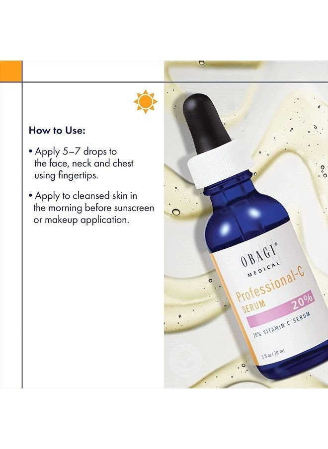 Obagi Medical - Obagi Professional C Serum 20%, Vitamin C Facial Serum with Concentrated 20% L Ascorbic Acid for Normal to Oily Skin, 1.0 Fl Oz Pack of 1 Product Name - Image 1
