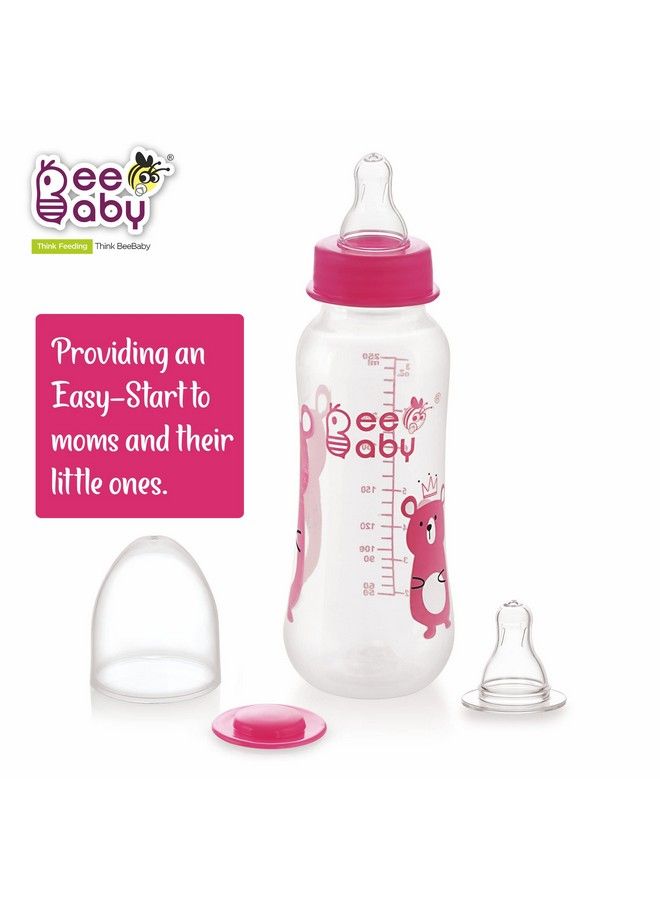Beebaby Easy Start Slim Neck Baby Feeding Bottle With 4 Anti Colic Gentle Touch Silicone Nipples For New Born ; Infant ; Babies 100% Bpa Free. (250 Ml Pink 1) - Image 4