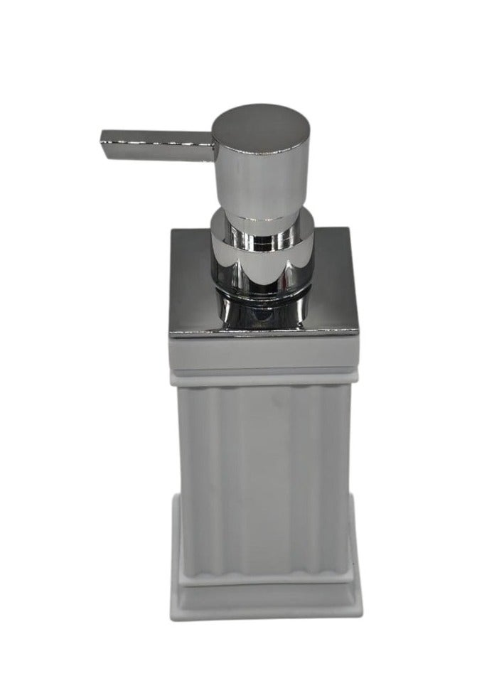 AKDC Plastic Liquid  Soap Dispenser for Bathroom & Kitchen Sink, Dish Soap Dispenser With Easy-to-Press Pump -400ML-White&Silver - Image 1