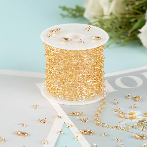 KYUNHOO 5 Meters 18K Gold Plated Heart Chains Bulk Solid Brass Heart Necklace Chain for Women Bracelet Anklet DIY Jewelry Supplies - Image 5
