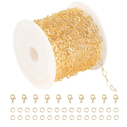 KYUNHOO 5 Meters 18K Gold Plated Heart Chains Bulk Solid Brass Heart Necklace Chain for Women Bracelet Anklet DIY Jewelry Supplies - Image 1