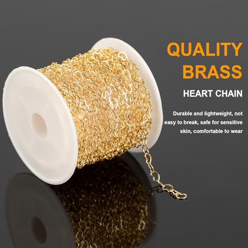 KYUNHOO 5 Meters 18K Gold Plated Heart Chains Bulk Solid Brass Heart Necklace Chain for Women Bracelet Anklet DIY Jewelry Supplies - Image 3