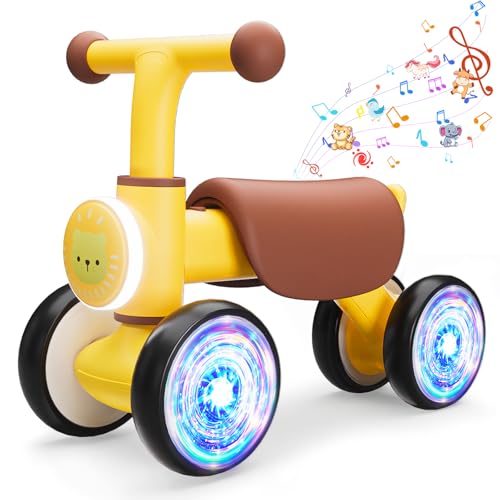 Doselie Balance Bike Toys for 1 Year Old Boy Toddler Toys for 1 Year Old Girls Gifts Toddler Bike with Colorful Glow Wheel Soft Music Cute Animal Sound One Year Old Birthday Gifts - Image 1