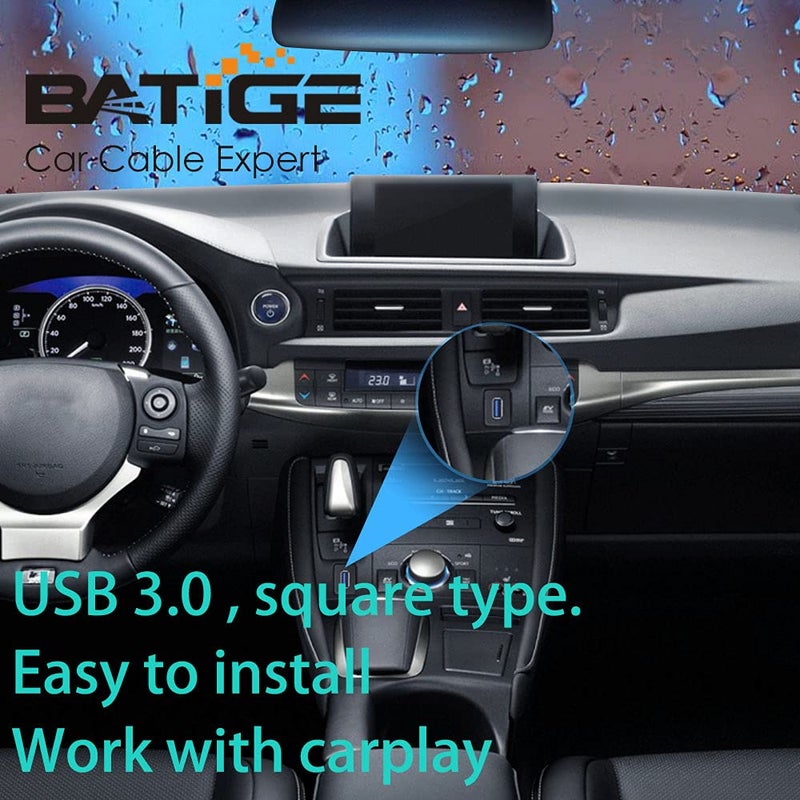 BATIGE Square Single Port USB 3.0 Panel Flush Mount Extension Cable with Buckle for Car Truck Boat Motorcycle Dashboard 1ft - Image 5