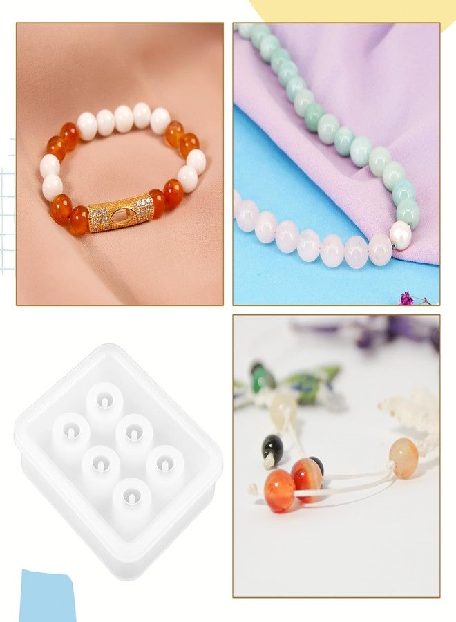 LIQWEI 2Pcs Bead Mold, Bead Molds with Hole, Beads Mold for Epoxy Bracelet Molds, Jewelry Molding DIY Jewelry Making Tools Craft Decoration Supplies - Image 4