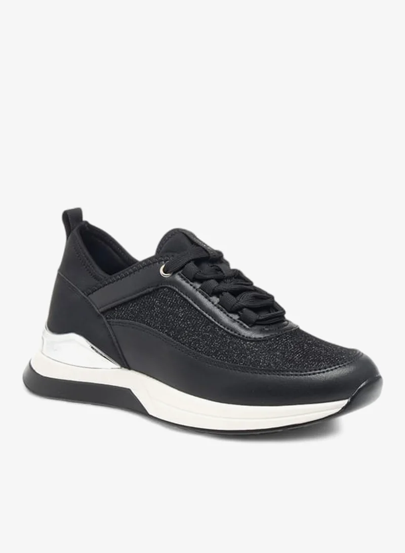 Flora Bella By Shoexpress Womens Glitter Embellished Sneakers With Lace-Up Closure